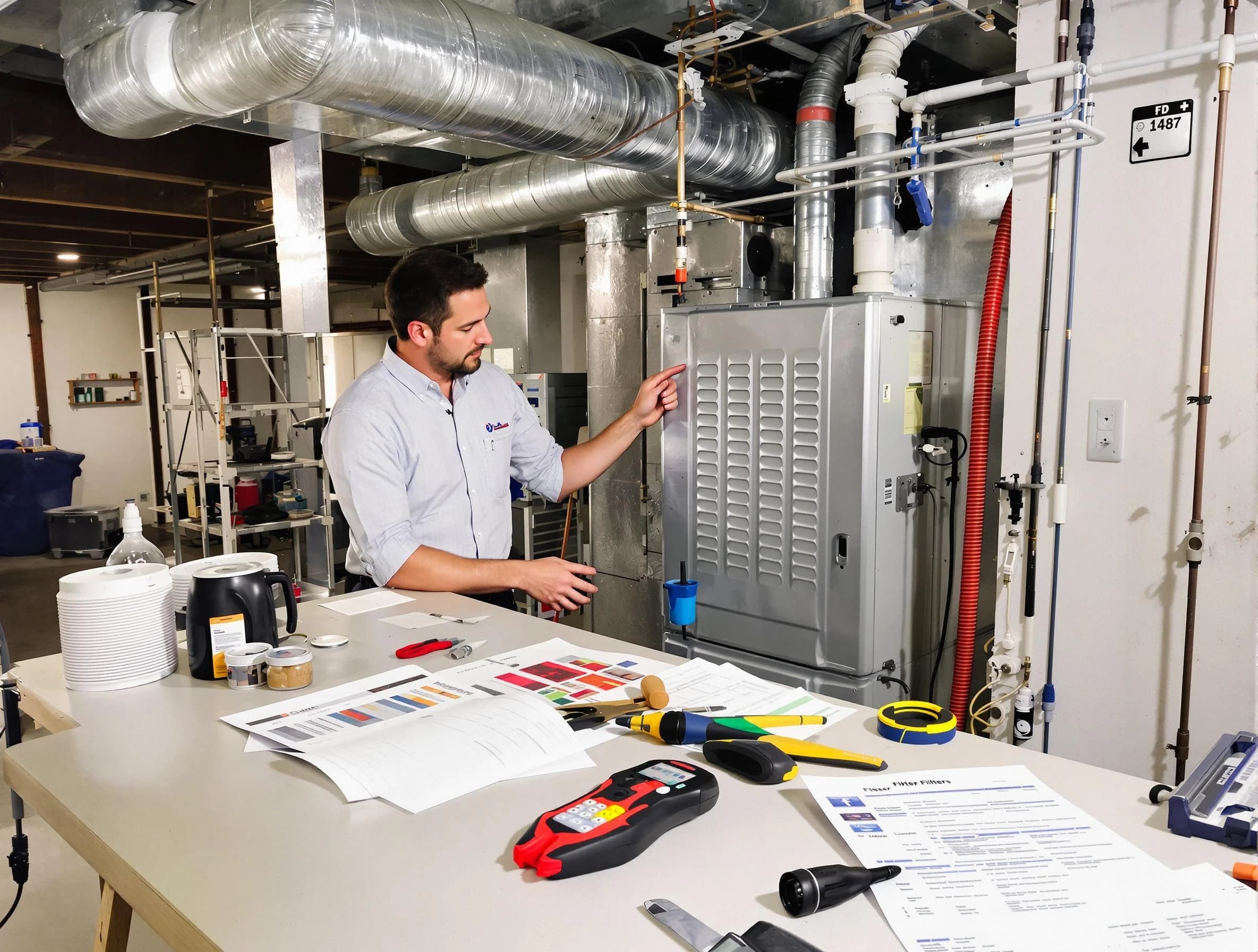 Kimberly Air Duct Cleaning inspector conducting detailed filter system evaluation using professional diagnostic tools in Kimberly