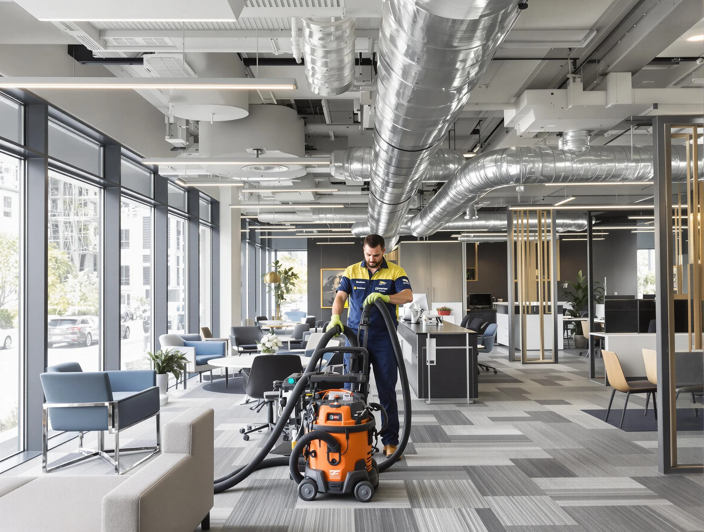 Kimberly Air Duct Cleaning team performing thorough commercial duct cleaning at a Kimberly business center